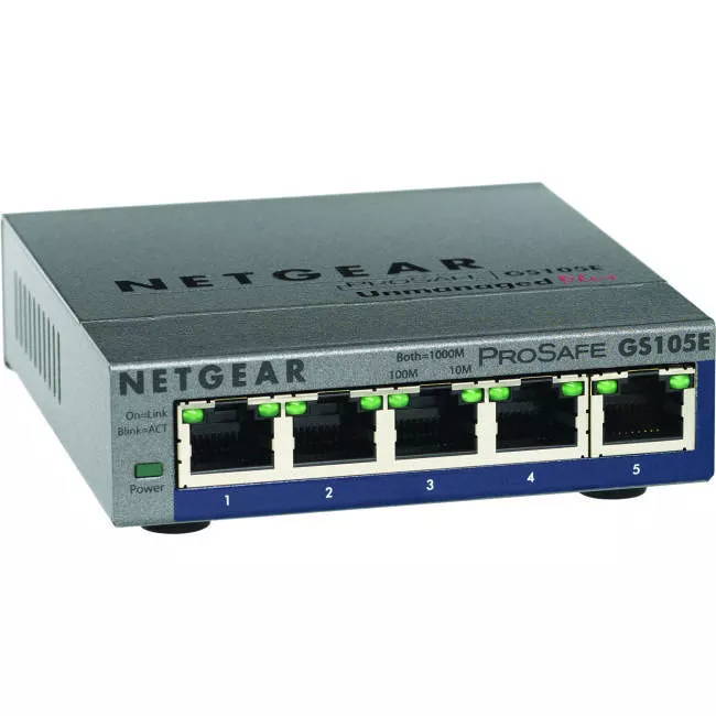 NETGEAR GS105E-200NAS ProSafe Plus Switch, 5-Port Gigabit Ethernet