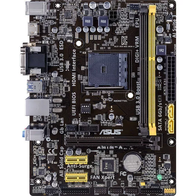 ASUS AM1M-A Desktop Motherboard - 1x Socket AM1 - AMD 2x DDR3 - 1x PCIe x16 - 1x RJ-45 - Micro ATX