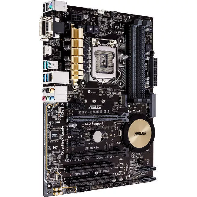 ASUS Z97-E/USB 3.1 Desktop Motherboard - 1x Socket H3 LGA-1150 - Intel Z97 Express - 4x DDR3 - RAID - 1x M.2 - 2x PCIe x16 - 1x RJ-45 - ATX