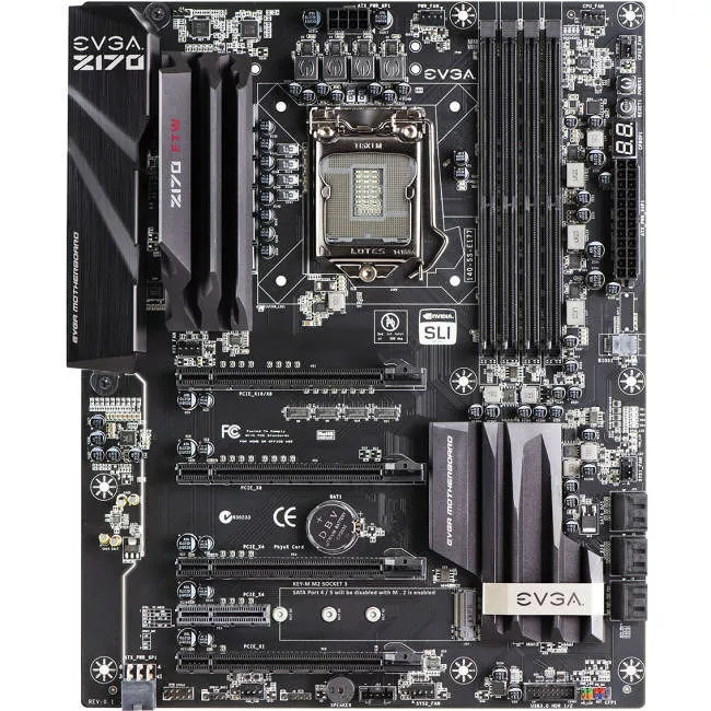 EVGA 140-SS-E177-KR Desktop Motherboard - 1x Socket H4 LGA-1151 - Intel Z170 - 4x DDR4 - RAID - 1x M.2 - 4x PCIe x16 - ATX