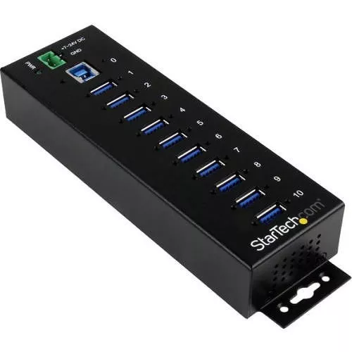 StarTech ST1030USBM 10 Port Industrial USB 3.0 Hub - ESD and Surge Protection