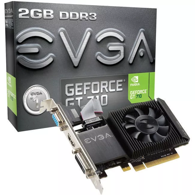 EVGA 02G-P3-2713-KR GeForce 710 -2 GB - PCle x16 - Single Slot - LA Graphic Card