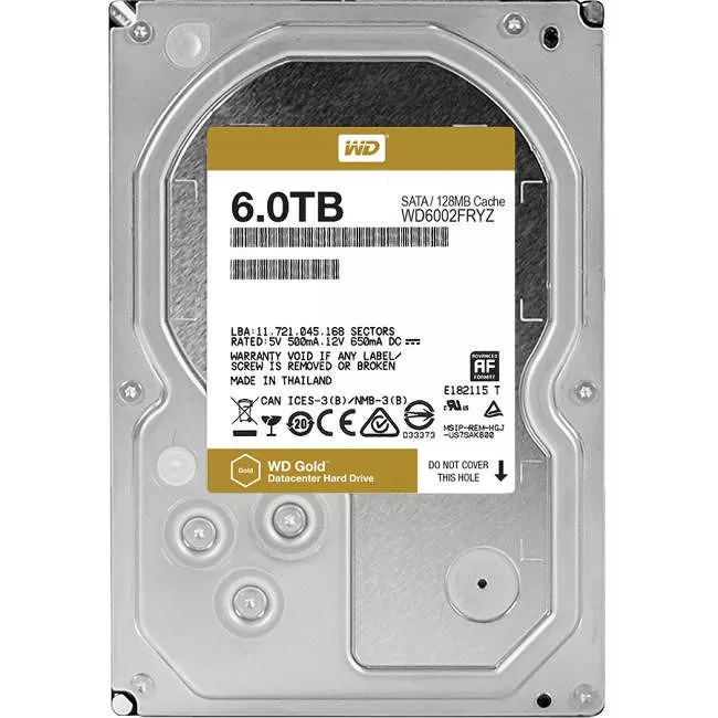 WD WD6002FRYZ Gold Hard Drive - 6 TB - 128 MB - 3.5 - SATA - 7200