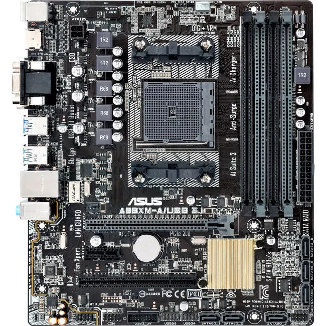 ASUS A88XM-A/USB 3.1 Desktop Motherboard - 1x Socket FM2+ - AMD A88X - 4x DDR3 - RAID - 1x PCIe x16 - Micro ATX