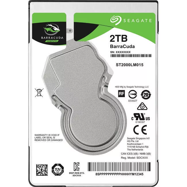Seagate ST2000LM015 BarraCuda Hard Drive - 2 TB - 128 MB - 2.5 - SATA - 5400
