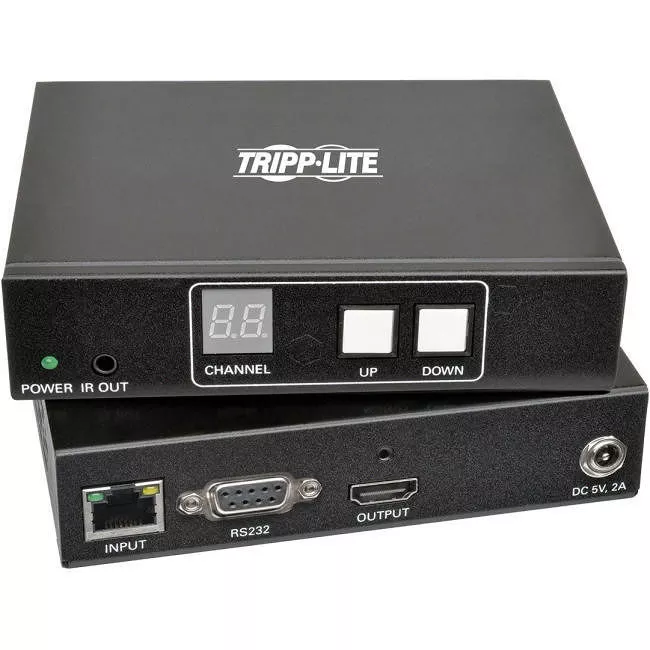 Tripp Lite B160-101-HDSI DVI/HDMI over IP Gigabit LAN Ethernet Extender Kit RS-232 Serial and IR Control 1080p 60 Hz 328 ft. (100 m) TAA