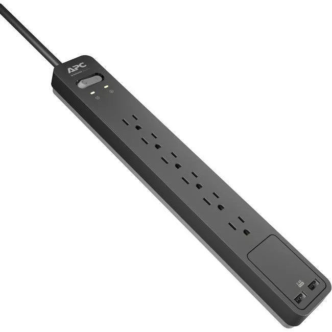 APC PE6U2 Essential SurgeArrest, 6 Outlets, 2 USB charging ports, 120V Surge Suppressor