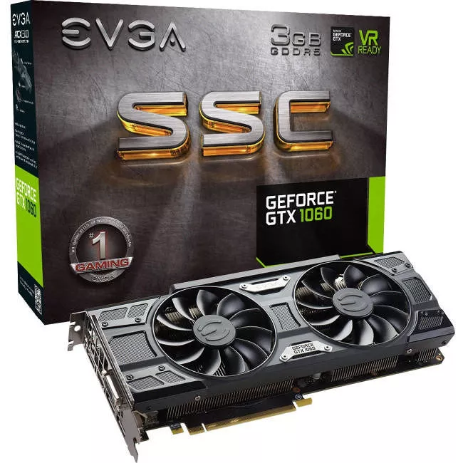 EVGA 03G-P4-6167-KR NVIDIA GEFORCE GTX 1060 3GB SSC GAMING ACX 3.0, 3GB GDDR5, LED