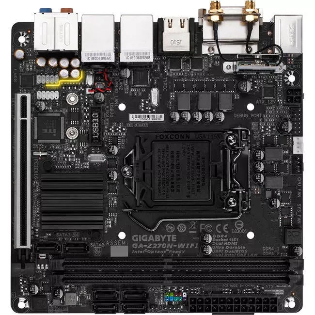 GIGABYTE GA-Z270N-WIFI Desktop Motherboard - 1x Socket H4 LGA-1151 - Intel Z270 - 2x DDR4 - RAID - 1x M.2 - 1x PCIe x16 - Wi-Fi - Mini ITX