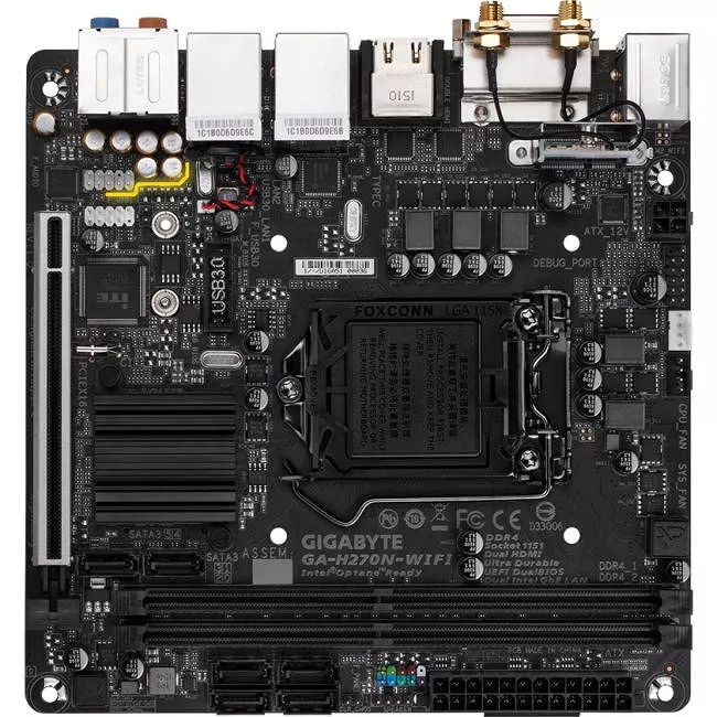 GIGABYTE GA-H270N-WIFI Desktop Motherboard - 1x Socket H4 LGA-1151 - Intel H270 - 2x DDR4 - RAID - 1x M.2 - 1x PCIe x16 - Wi-Fi - Mini ITX
