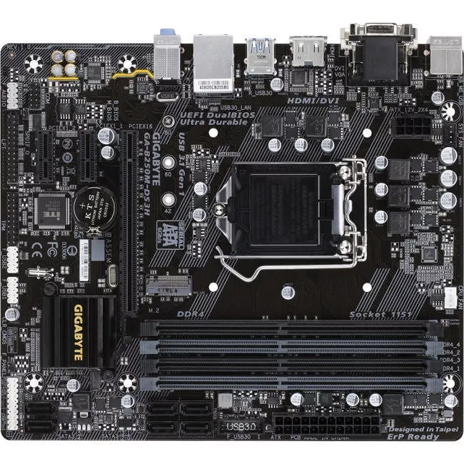 GIGABYTE GA-B250M-DS3H Desktop Motherboard - 1x Socket H4 LGA-1151 - Intel B250 - 4x DDR4 - 1x M.2 - 1x PCIe x16 - Micro ATX