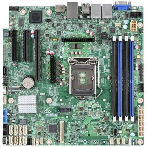 Intel DBS1200SPLR Server Motherboard - 1x Intel C236 - 4x DDR4 - RAID - 1x PCIe x16 - Micro ATX