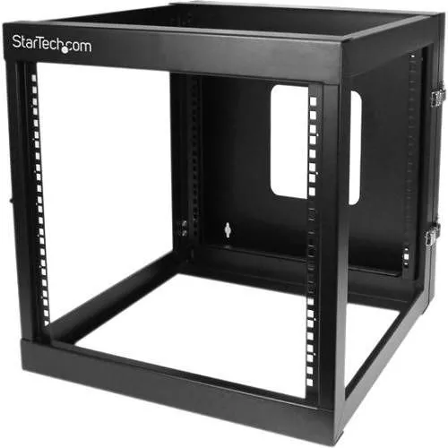 StarTech RK1219WALLOH 4-Post 12U Hinged Wall-Mount Network Rack, 19" Open Frame Server Rack, Wall Mount Data Rack for IT Computer Equipment, TAA~