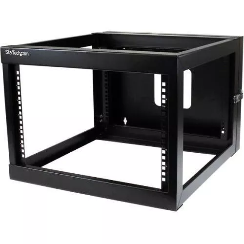 StarTech RK619WALLOH 4-Post 6U Hinged Wall-Mount Network Rack, 19" Open Frame Server Rack, Wall Mount Data Rack for IT Computer Equipment, TAA~