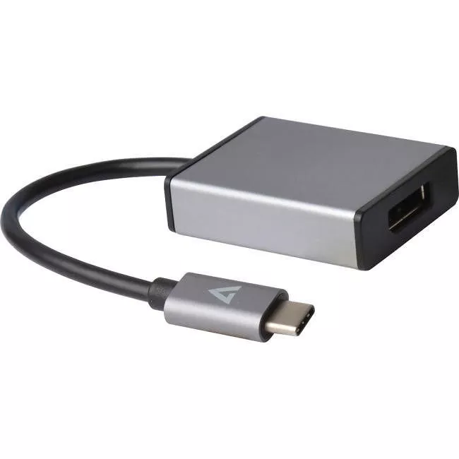 V7 V7UCDP-ALUGR-1NC USB-C Male to Displayport Female Adapter Grey Aluminum