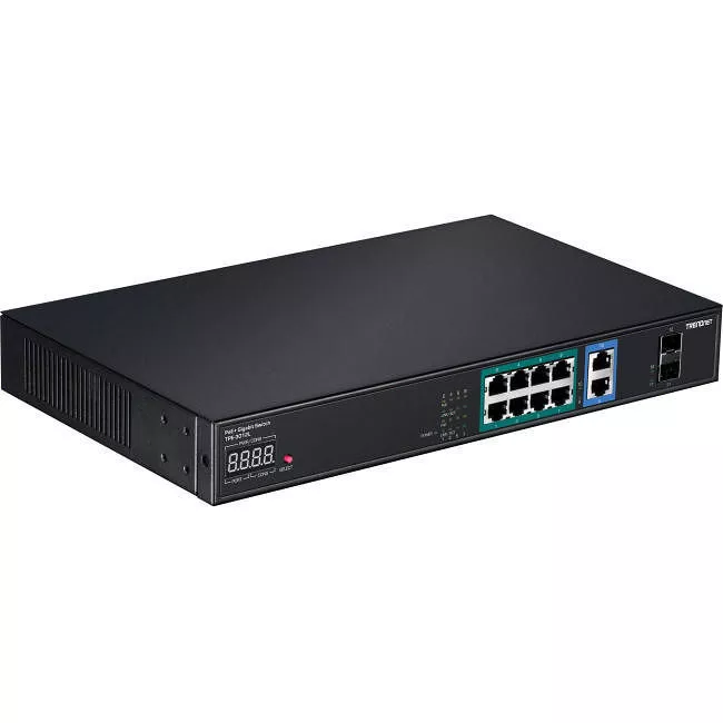 TRENDnet TPE-3012L 12-Port Gigabit NVR PoE+ Switch with LED Display