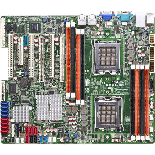 ASUS KCMA-D8 Server Motherboard - 2x Socket C32 LGA-1207 - AMD SR5670 - 8x DDR3 - RAID - 2x PCIe x16 - 3x RJ-45 - ATX