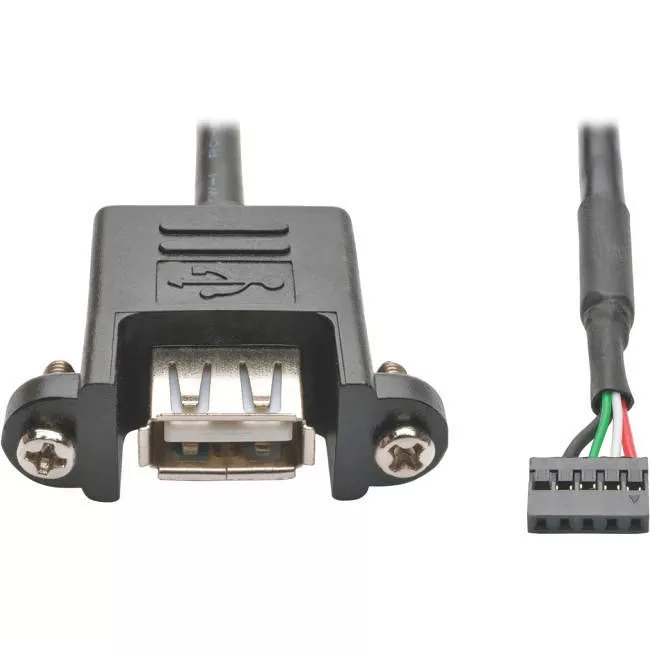 Tripp Lite U024-001-5P-PM Tripp Lite by Eaton USB 2.0 Panel Mount Cable, 5-Pin Motherboard IDC to USB-A (F/F), 1 ft. (0.31 m)