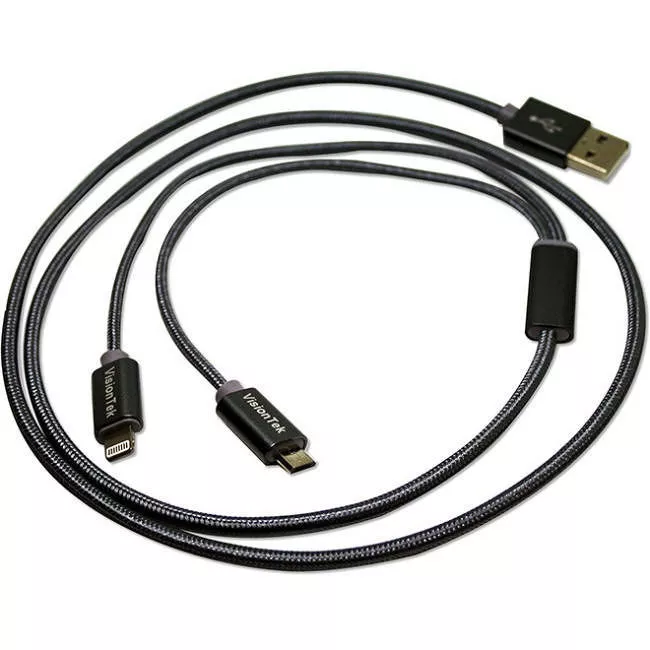 VisionTek 900929 Micro USB and Lightning to USB 2 Meter Cable