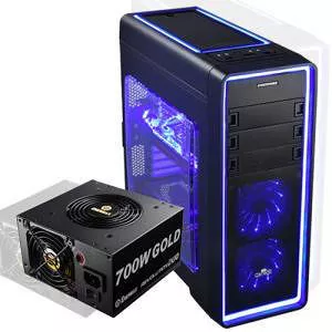 Enermax ECA3380AS-BL(W/PSU) Ostrog ADV ECA3380AS-BL Computer Case with Blue LED