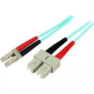 StarTech A50FBLCSC10 10m Fiber Optic Cable - 10 Gb Aqua - OM3 - LC to SC Fiber Patch Cable