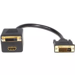 StarTech DVISPL1DH 1 ft DVI-D to DVI-D & HDMI Splitter Cable - M/F