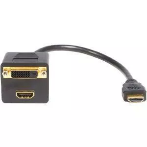 StarTech HDMISPL1DH 1ft HDMI Splitter Cable, HDMI Male to DVI-D Female Adapter, Full HD 1920x1200p 60Hz, HDMI Male to DVI Female Splitter