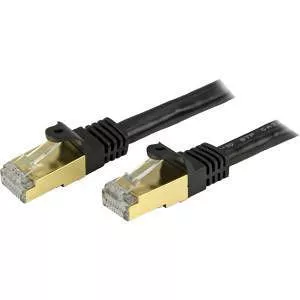 StarTech C6ASPAT1BK 1 ft 10Gb Snagless Cat 6a Ethernet Patch Cable - Shielded (STP) - Black