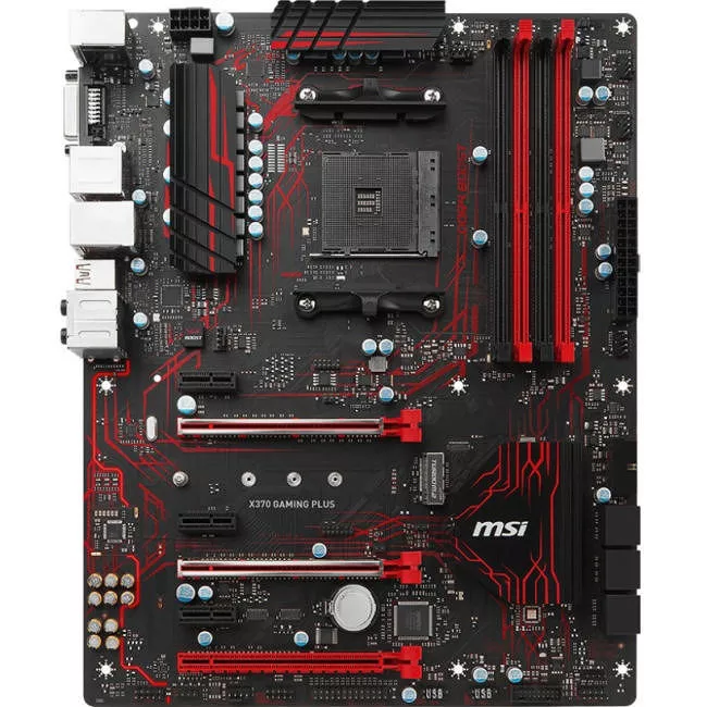 MSI X370 GAMING PLUS Desktop Motherboard - 1x Socket AM4 - AMD X370 - 4x DDR4 - RAID - 1x M.2 - 3x PCIe x16 - ATX