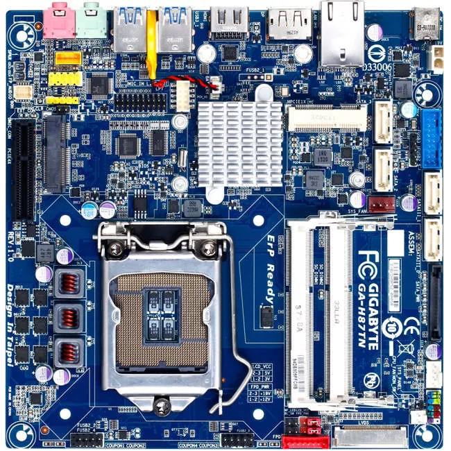 GIGABYTE GA-H87TN Desktop Motherboard - 1x Socket H3 LGA-1150 - Intel H87 Express - 2x DDR3 - 1x RJ-45 - Mini ITX