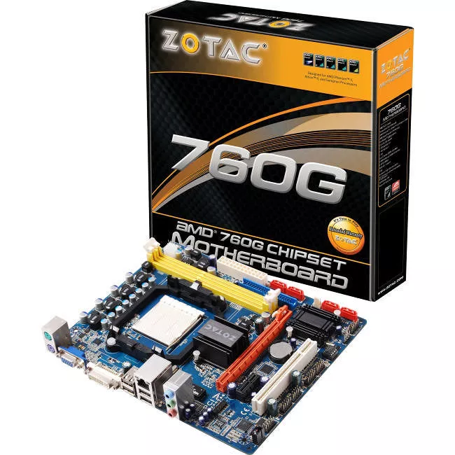 ZOTAC 760GMAT-A-E Desktop Motherboard - 1x Socket AM3 PGA-941 - AMD 760G - 2x DDR3 - RAID - 1x PCIe x16 - 1x RJ-45 - Micro ATX