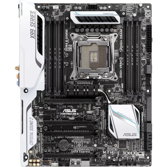 ASUS X99-PRO/USB 3.1 Desktop Motherboard - 1x Socket LGA 2011-v3 - Intel X99 - 8x DDR4 - RAID - 1x M.2 - 4x PCIe x16 - ATX