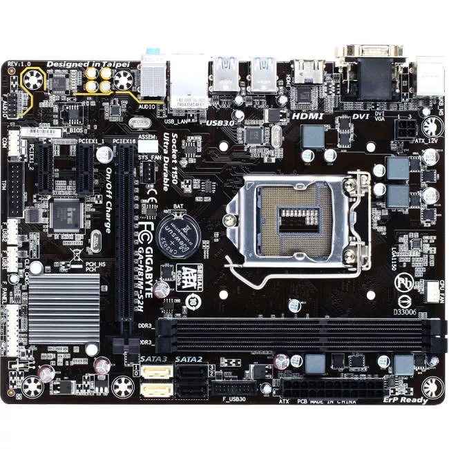 GIGABYTE GA-H81M-S2H-B Desktop Motherboard - 1x Socket H3 LGA-1150 - Intel H81 - 2x DDR3 - 1x PCIe x16 - 1x RJ-45 - Micro ATX