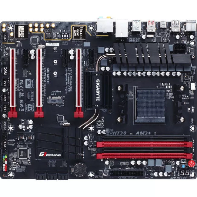 GIGABYTE GA-990FX-GAMING Desktop Motherboard - 1x Socket AM3+ - AMD 990FX - 4x DDR3 - RAID - 1x M.2 - 2x PCIe x16 - ATX