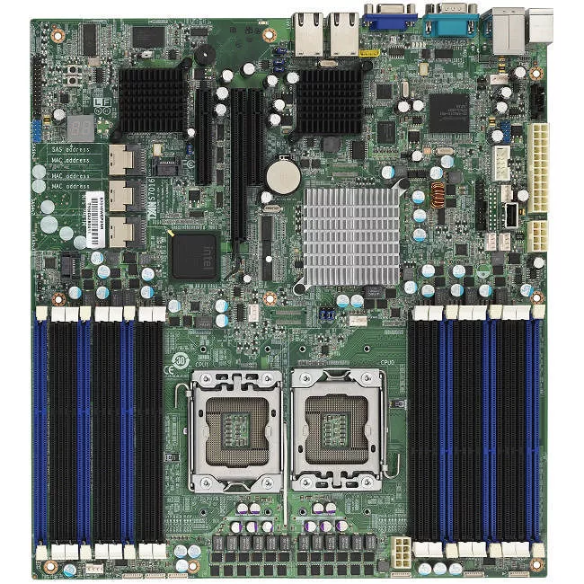 MiTAC S7016WGM3NR Server Motherboard - 2x Socket B LGA-1366 - Intel 5520 - 18x DDR3 - RAID - 1x PCIe x16 - EATX
