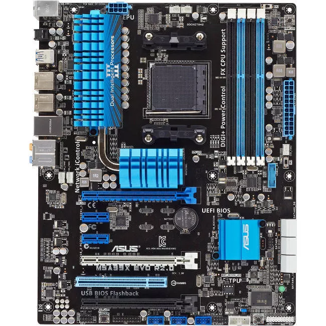 ASUS M5A99X EVO R2.0 Desktop Motherboard - 1x Socket AM3+ - AMD 990X - 4x DDR3 - RAID - 3x PCIe x16 - 1x RJ-45 - ATX