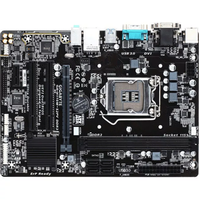 GIGABYTE GA-H110M-S2PV DDR3 Desktop Motherboard - 1x Socket H4 LGA-1151 - Intel H110 - 2x DDR3 - 1x PCIe x16 - Micro ATX