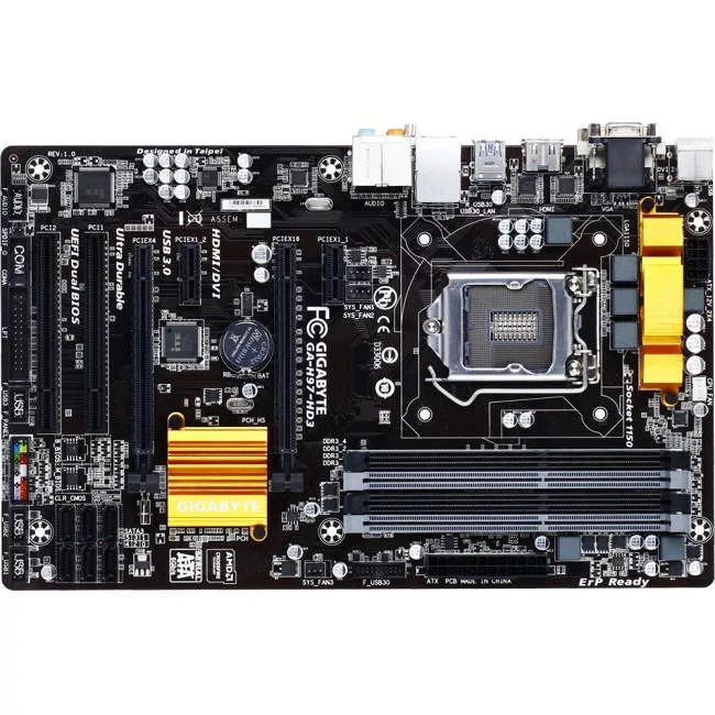 GIGABYTE GA-H97-HD3 Desktop Motherboard - 1x Socket H3 LGA-1150 - Intel H97 Express - 4x DDR3 - RAID - 2x PCIe x16 - 1x RJ-45 - ATX