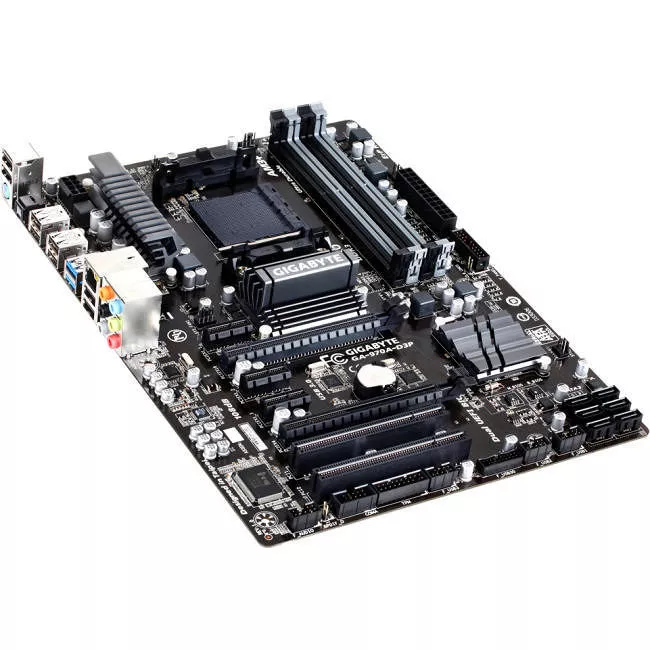 GIGABYTE GA-970A-D3P Desktop Motherboard - 1x Socket AM3+ - AMD 970 - 4x DDR3 - RAID - 2x PCIe x16 - 1x RJ-45 - ATX