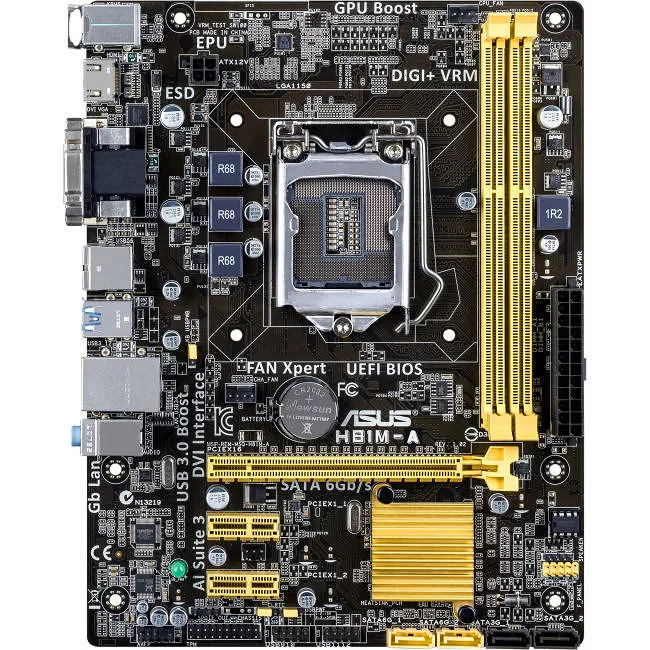 ASUS H81M-A Desktop Motherboard - 1x Socket H3 LGA-1150 - Intel H81 - 2x DDR3 - 1x PCIe x16 - 1x RJ-45 - Micro ATX