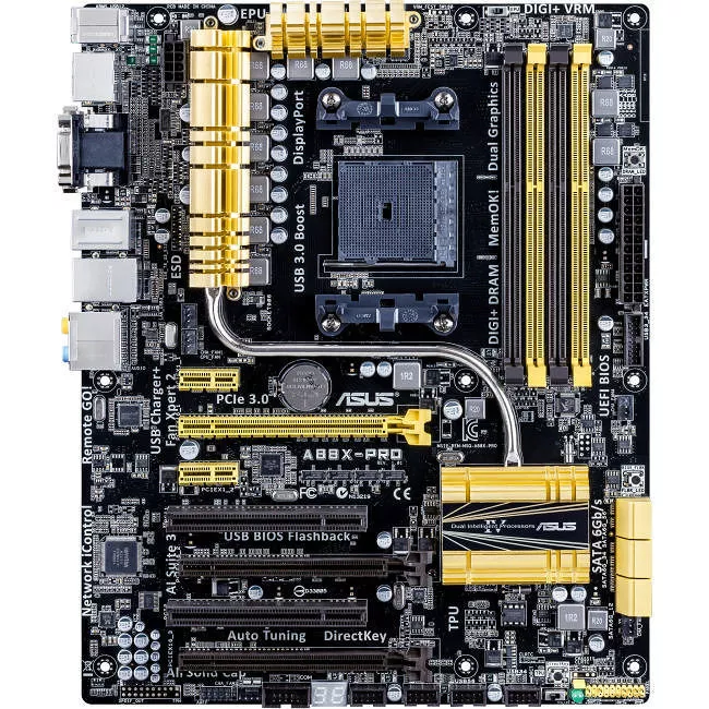ASUS A88X-PRO Desktop Motherboard - 1x Socket FM2+ - AMD A88X - 4x DDR3 - RAID - 3x PCIe x16 - 1x RJ-45 - ATX
