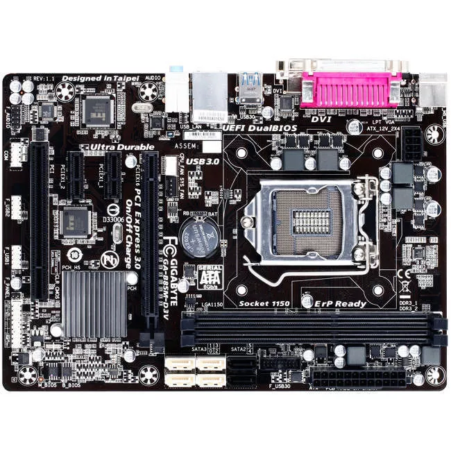 GIGABYTE GA-B85M-D3V Desktop Motherboard - 1x Socket H3 LGA-1150 - Intel B85 Express - 2x DDR3 - 1x PCIe x16 - 1x RJ-45 - Micro ATX