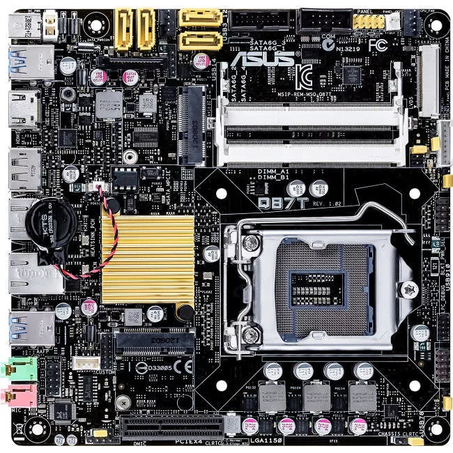 ASUS Q87T/CSM/C/SI Desktop Motherboard - 1x Socket H3 LGA-1150 - Intel Q87 Express - 2x DDR3 - RAID - 2x RJ-45 - Mini ITX