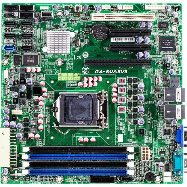 GIGABYTE GA-6UASV3 Server Motherboard - 1x Socket H2 LGA-1155 - Intel C202 - 4x DDR3 - RAID - 1x PCIe x16 - 2x RJ-45 - Micro ATX