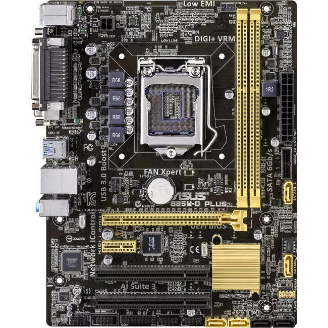 ASUS B85M-D PLUS Desktop Motherboard - 1x Socket H3 LGA-1150 - Intel B85 Express - 2x DDR3 - 1x PCIe x16 - 1x RJ-45 - Micro ATX