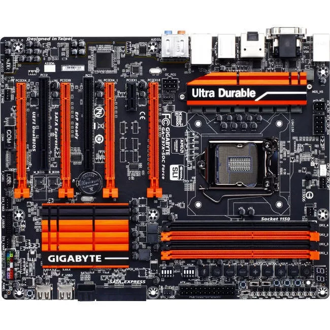 GIGABYTE GA-Z97X-SOC FORCE Desktop Motherboard - 1x Socket H3 LGA-1150 - Intel Z97 Express - 4x DDR3 - RAID - 4x PCIe x16 - 1x RJ-45 - ATX