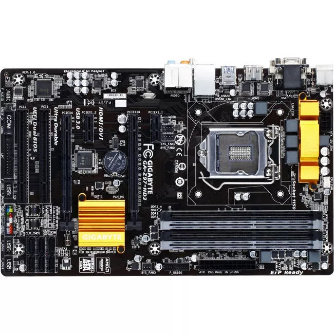GIGABYTE GA-Z97-HD3 Desktop Motherboard - 1x Socket H3 LGA-1150 - Intel Z97 Express - 4x DDR3 - RAID - 2x PCIe x16 - 1x RJ-45 - ATX