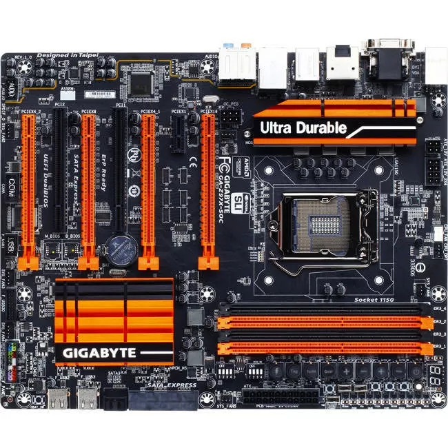 GIGABYTE GA-Z97X-SOC Desktop Motherboard - 1x Socket H3 LGA-1150 - Intel Z97 Express - 4x DDR3 - RAID - 4x PCIe x16 - 1x RJ-45 - ATX