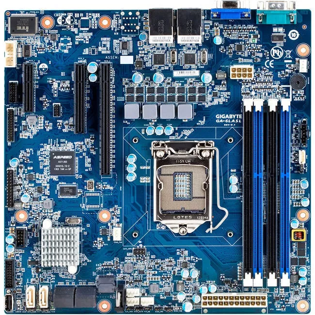 GIGABYTE GA-6LASL Server Motherboard - 1x Socket H3 LGA-1150 - Intel C222 - 4x DDR3 - RAID - 1x PCIe x16 - 2x RJ-45 - Micro ATX
