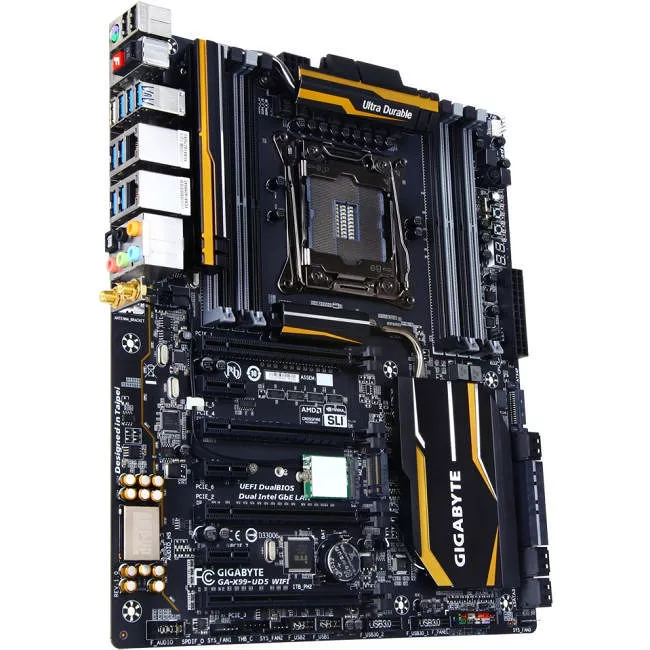 GIGABYTE GA-X99-UD5 WIFI Desktop Motherboard - 1x Socket LGA 2011-v3 - Intel X99 - 8x DDR4 - RAID - 1x M.2 - 4x PCIe x16 - Wi-Fi - 2x RJ-45 - EATX